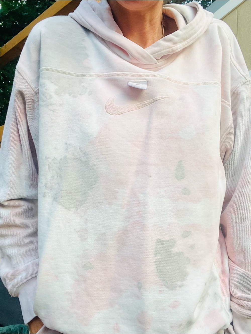 Nike Sportswear Women’s Oversized Cloud Tie-Dye Pullover Hoodie Pink /Grey Small